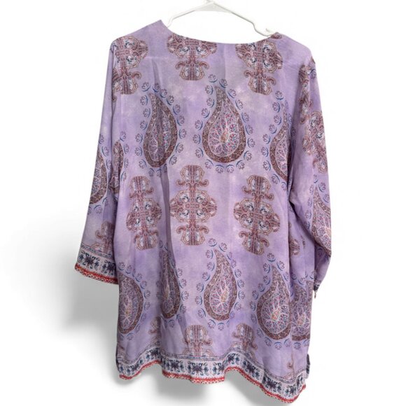 Violet + Claire Purple Paisley Georgette Popover Blouse top tunic Size 2X - Picture 2 of 3